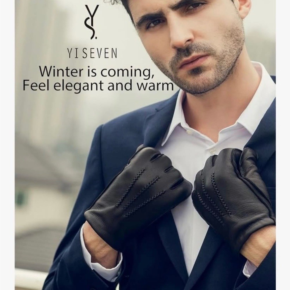 Men's Black Leather Gloves - Sleek Everyday Style